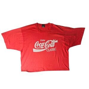 Vintage Coke T-shirt Crop Tee Made in the USA Size XL 50% Cotton 50% Polyester
